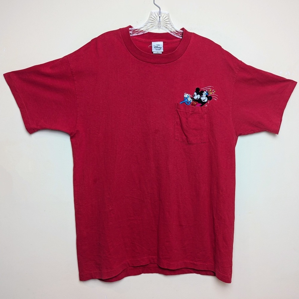 Disney Store Mickey Mouse Minnie Driving Pocket Single Stitch Shirt VTG 90s LRG